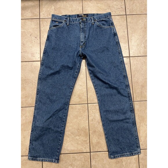 Wrangler Jeans Mens 36x30 George Straight Blue Premium Denim Cowboy Cut Reg Fit - Picture 1 of 8